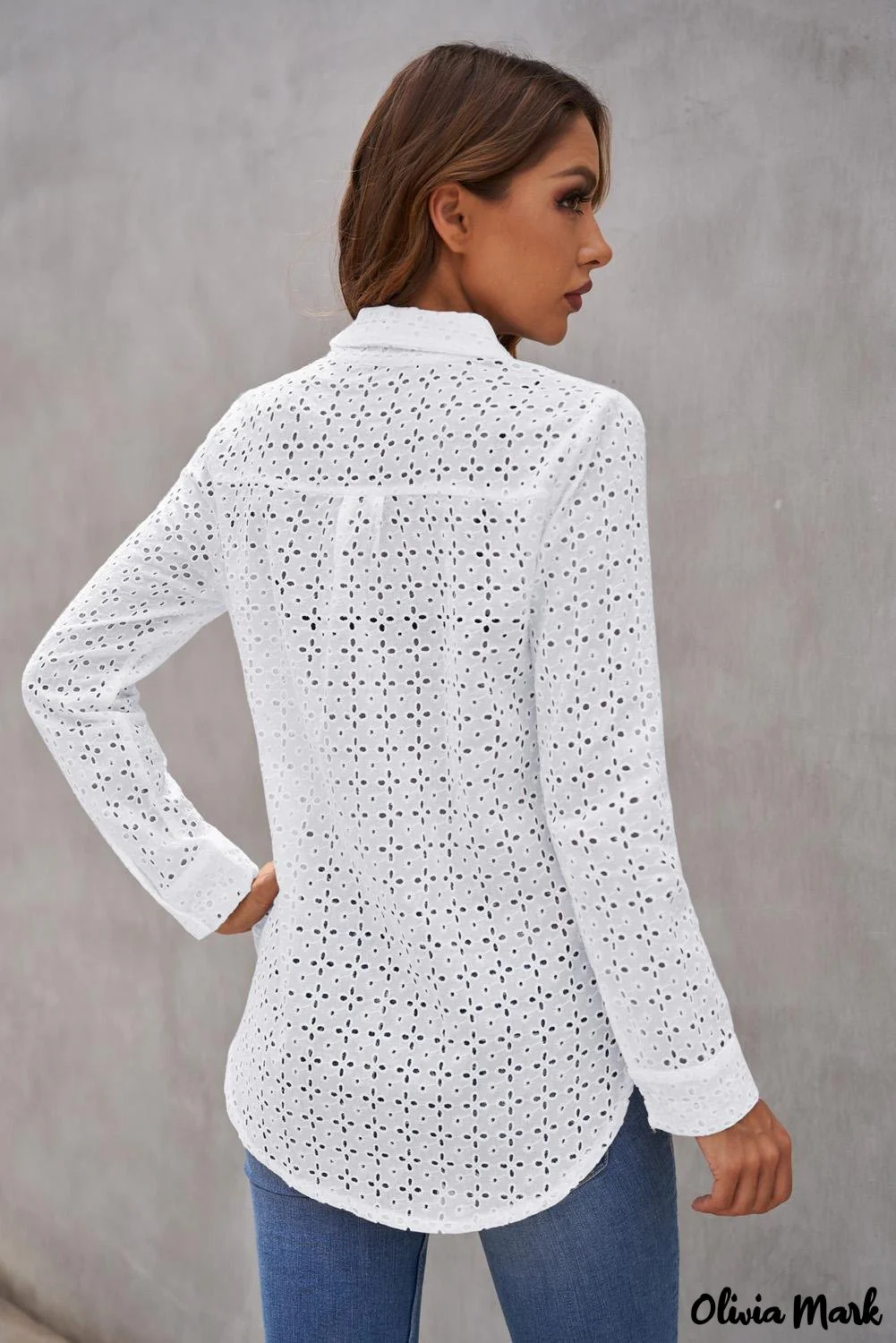 Deanwangkt - Black Hollow Out Floral Eyelet Long Sleeve Shirt - Deanwangkt