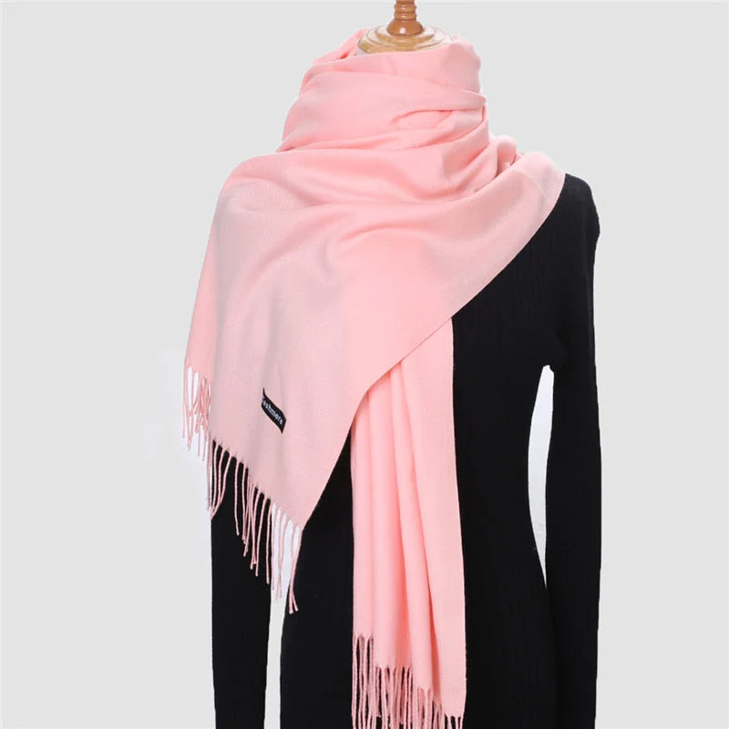 Christmas Gift Deanwangkt Winter Scarf For Women Long Warm Cashmere Scarves Hijab Solid Lady Shawl Wrap Female Pashmina Bandana Head Scarfs Echarpe - Deanwangkt
