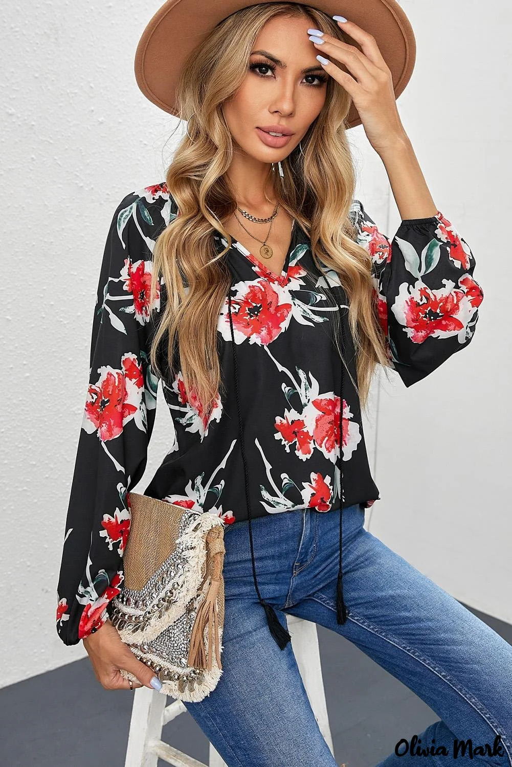 Deanwangkt - Multicolor Peasant Blouse With Floral Print - Deanwangkt