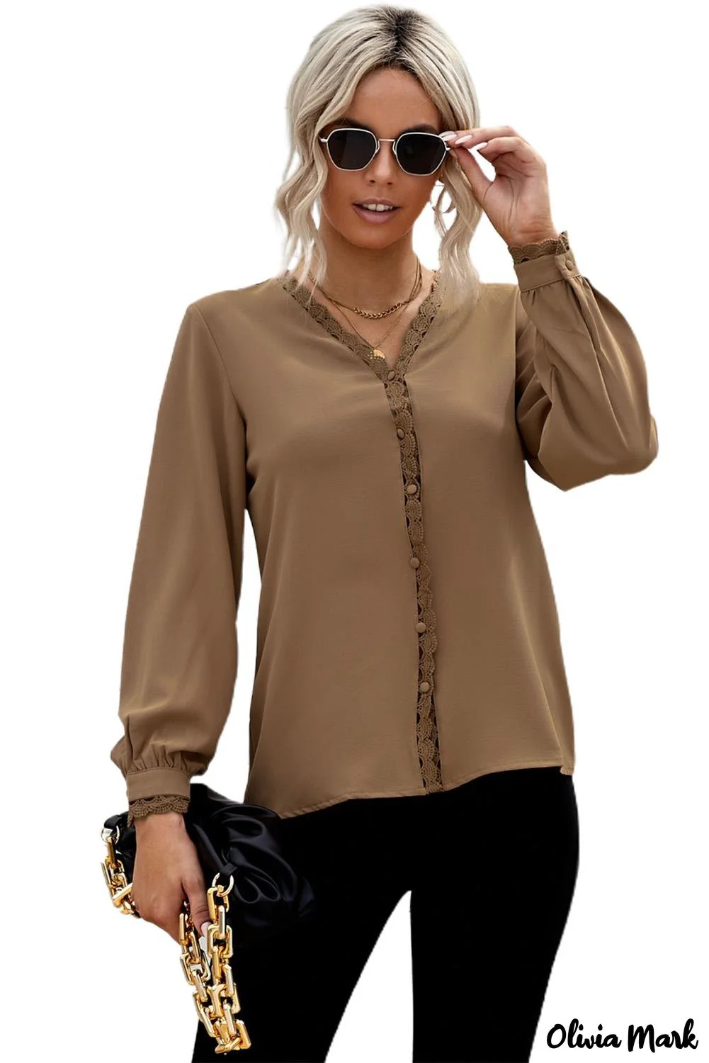 Deanwangkt - Black Crochet Lace Button Down Long Sleeve Shirt - Deanwangkt