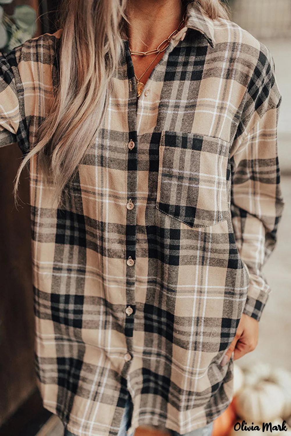 Deanwangkt - Khaki Check Button Long Sleeve Shirt - Deanwangkt
