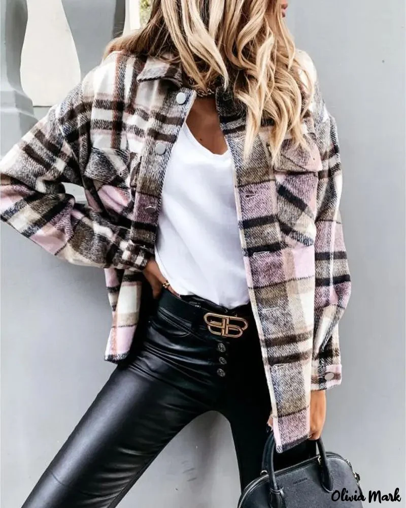 Deanwangkt - Long Sleeve Plaid Button Up Jacket - Deanwangkt