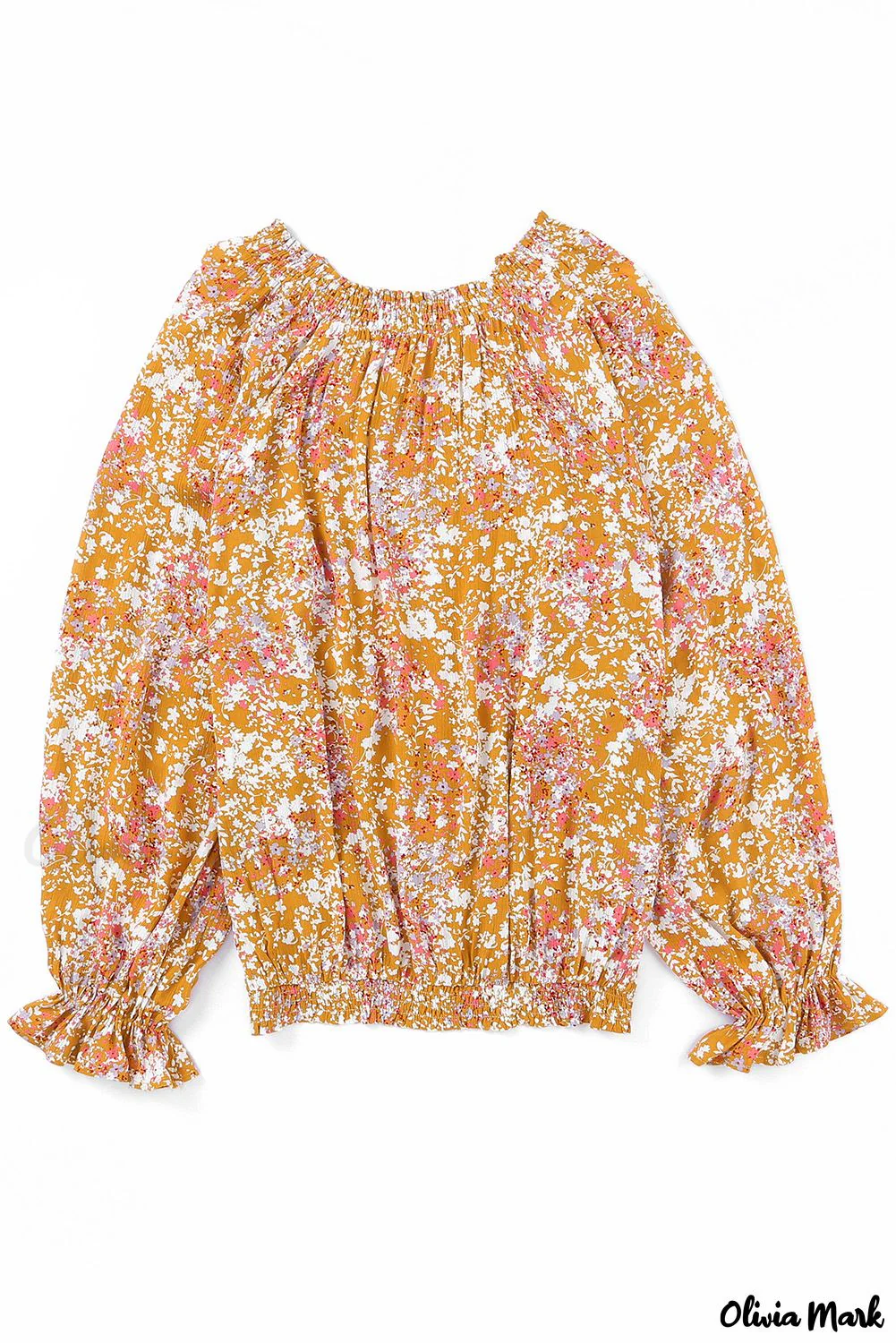 Deanwangkt - Yellow Floral Split V-Neck Blouse - Deanwangkt