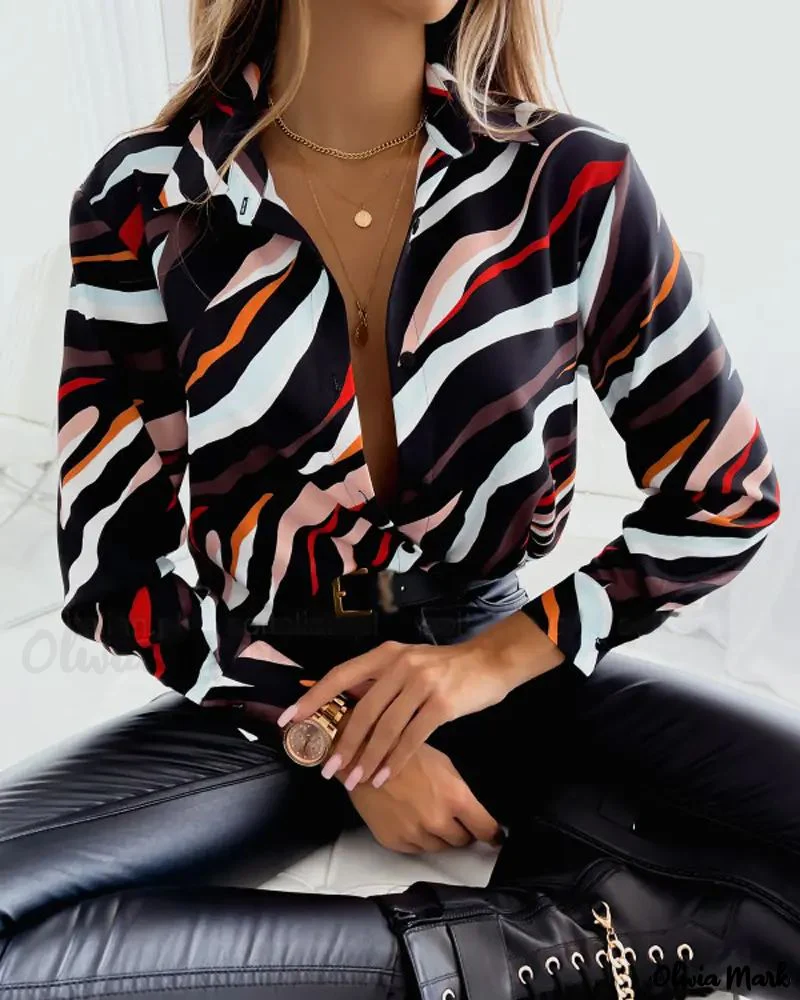 Deanwangkt - All-Over Print Long Sleeve Button-Up Shirt - Deanwangkt