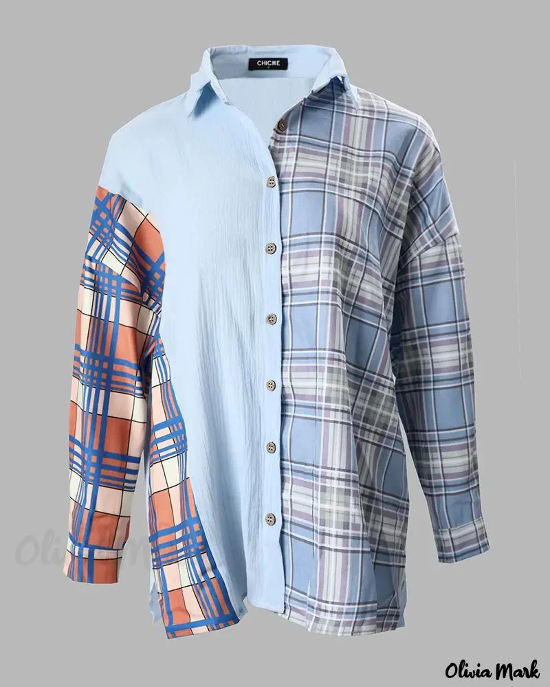 Deanwangkt - Plaid Print Long Sleeve Button-Up Shirt - Deanwangkt