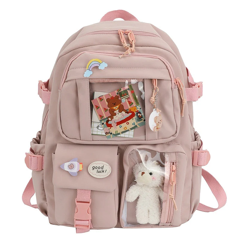 Back to school backpack DeanwangktCute Backpacks Waterproof Multi-Pocket Nylon For Student Female Girls Kawaii Laptop Book Pack Mochilas - Deanwangkt