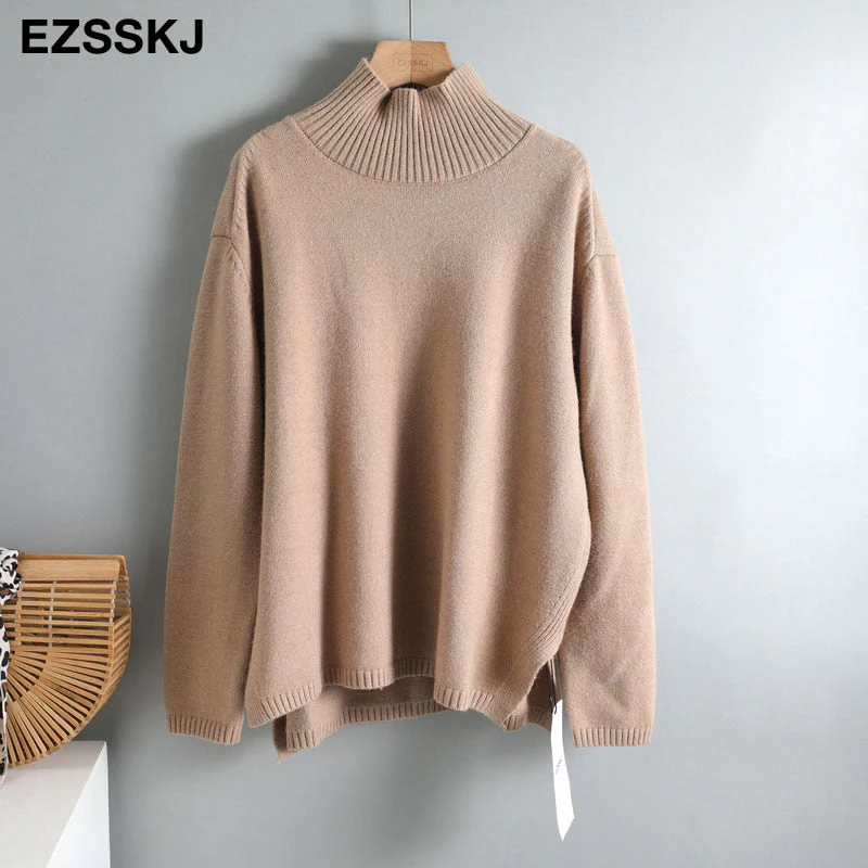 Christmas Gift Autumn Winter basic oversize thick Sweater pullovers Women Deanwangkt loose cashmere  turtleneck Sweater Pullover female Long Sleeve - Deanwangkt