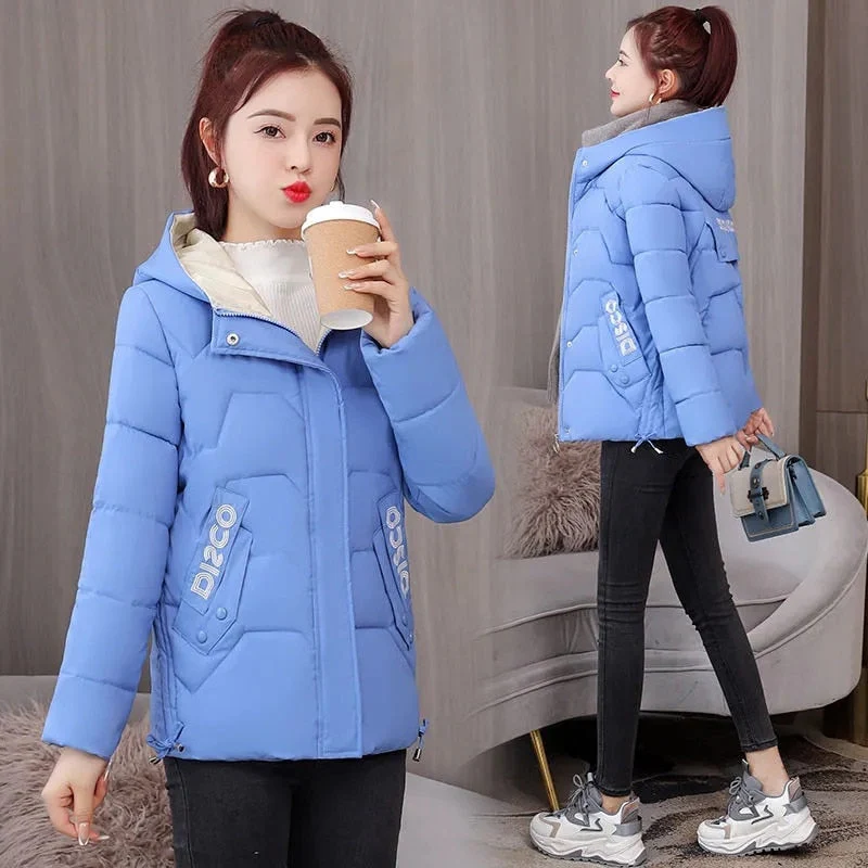Christmas Gift Deanwangkt New Women Parka Winter Jacket Long Sleeve Hooded Short Coat Female Cotton Padded Parkas Casual Student Basic Jackets - Deanwangkt