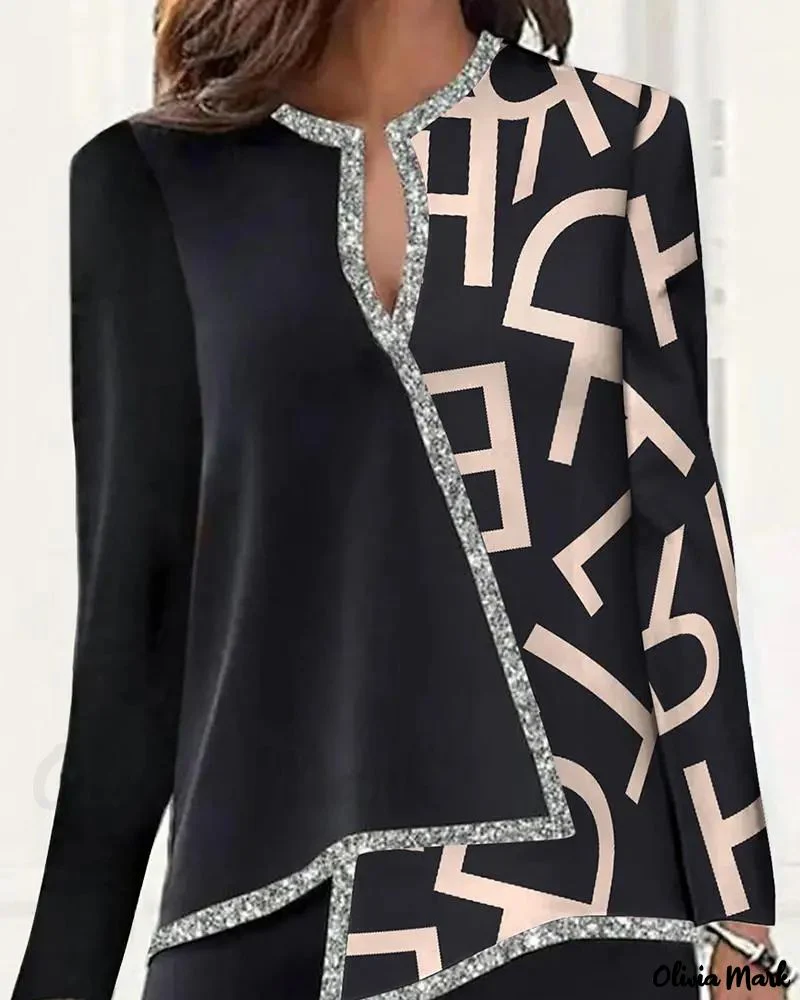 Deanwangkt - Asymmetric Letter Print Long Sleeve Top - Deanwangkt