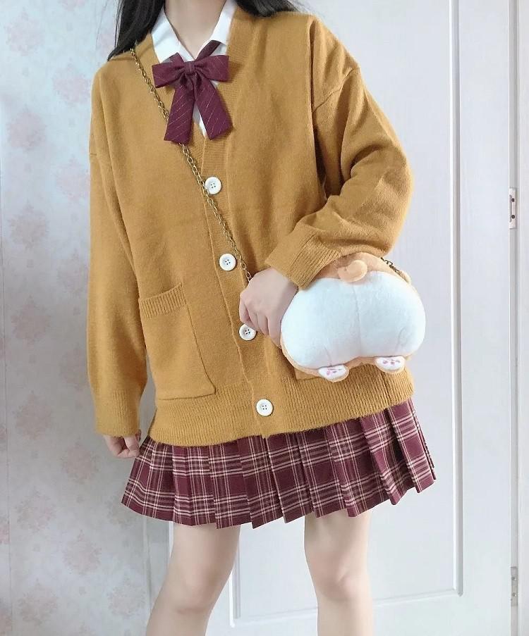 Christmas Gift Deanwangkt new sweet cute girl knitting sweater lazy college style loose sleeve Harajuku girl JK uniform sweater coat s ~ 2XL - Deanwangkt