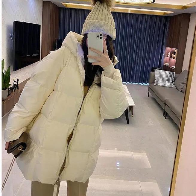 Christmas Gift Deanwangkt New Korean Version of Loose Turtle Back Profile Thick Winter Mid-length Bread Coat Jacket Tide Down Cotton Jacket Women - Deanwangkt