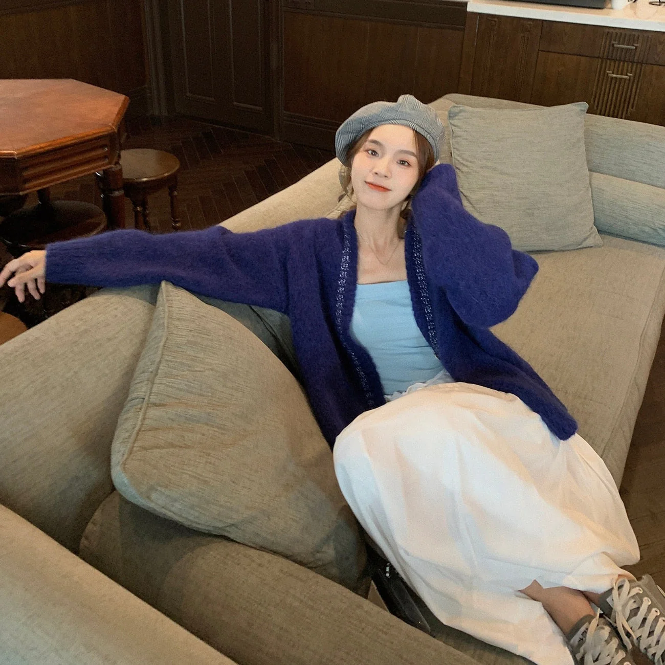 Christmas Gift Autumn Knit Cardigan Coat Female Preppy Style Long Sleeve Vintage Sweater Coat Office Lady Fashion Korean Coats Women - Deanwangkt