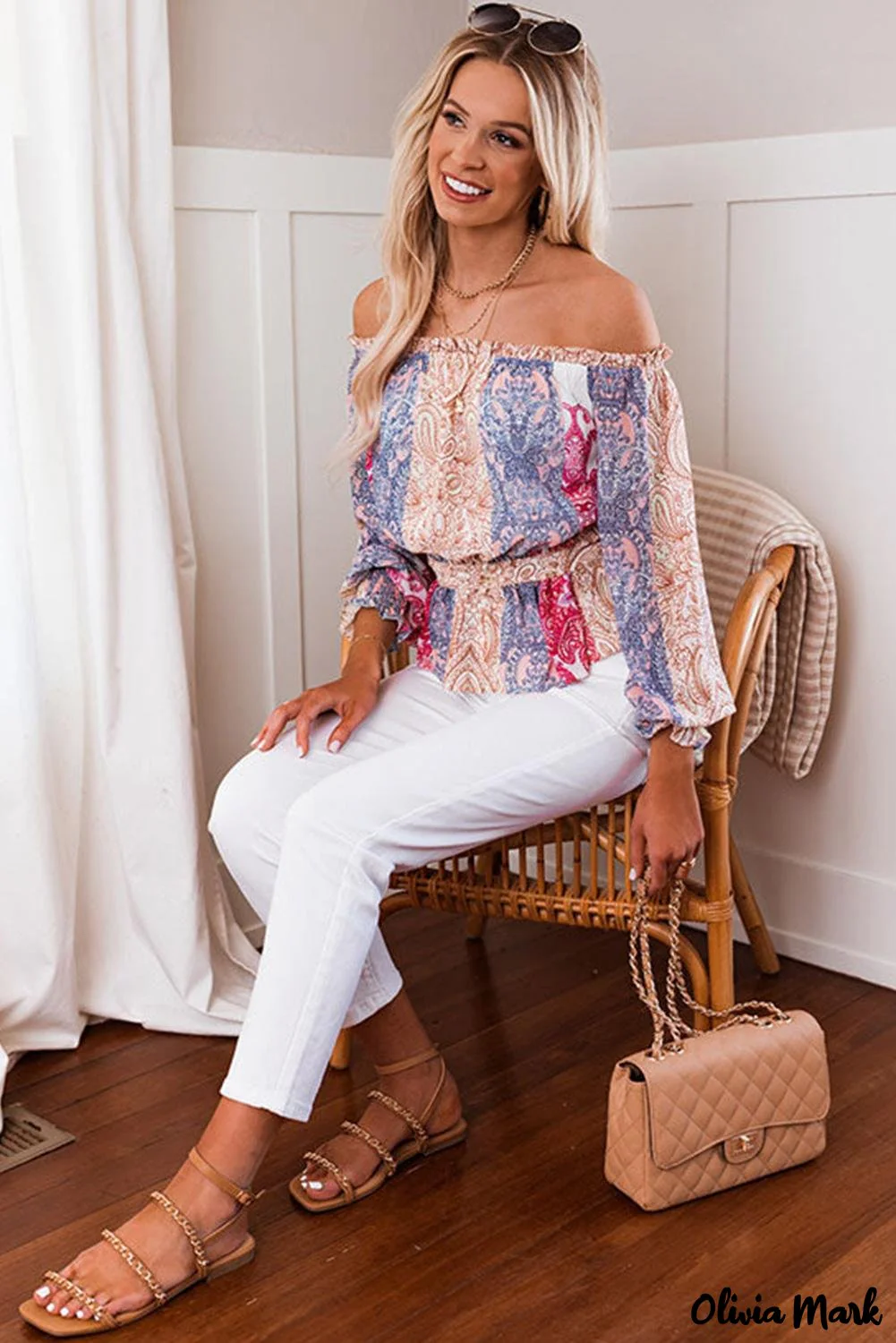 Deanwangkt - Multicolor Bohemian Floral Off Shoulder Blouse - Deanwangkt