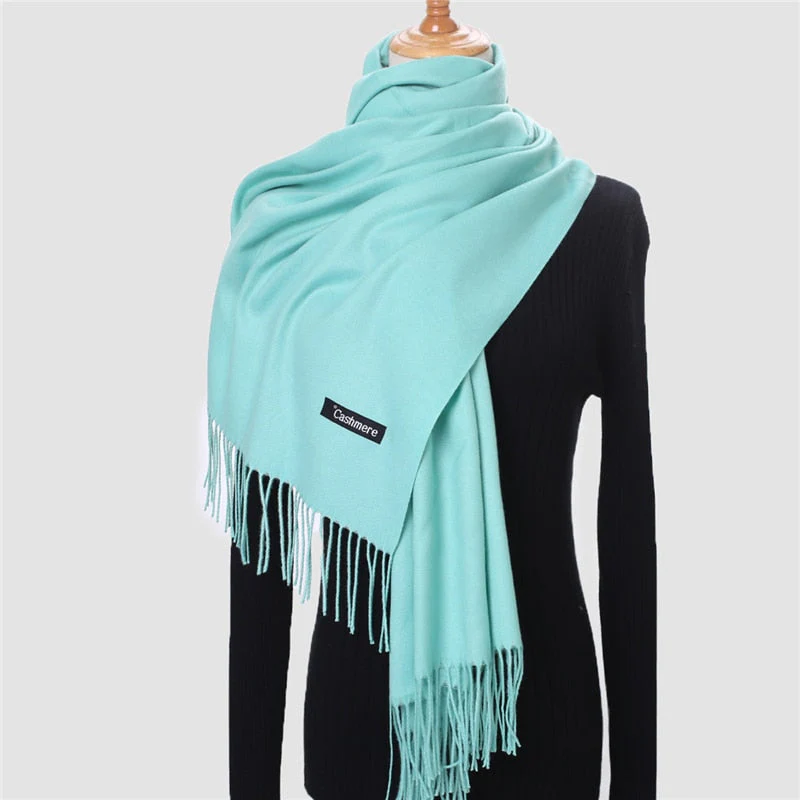 Christmas Gift Deanwangkt Winter Scarf For Women Long Warm Cashmere Scarves Hijab Solid Lady Shawl Wrap Female Pashmina Bandana Head Scarfs Echarpe - Deanwangkt