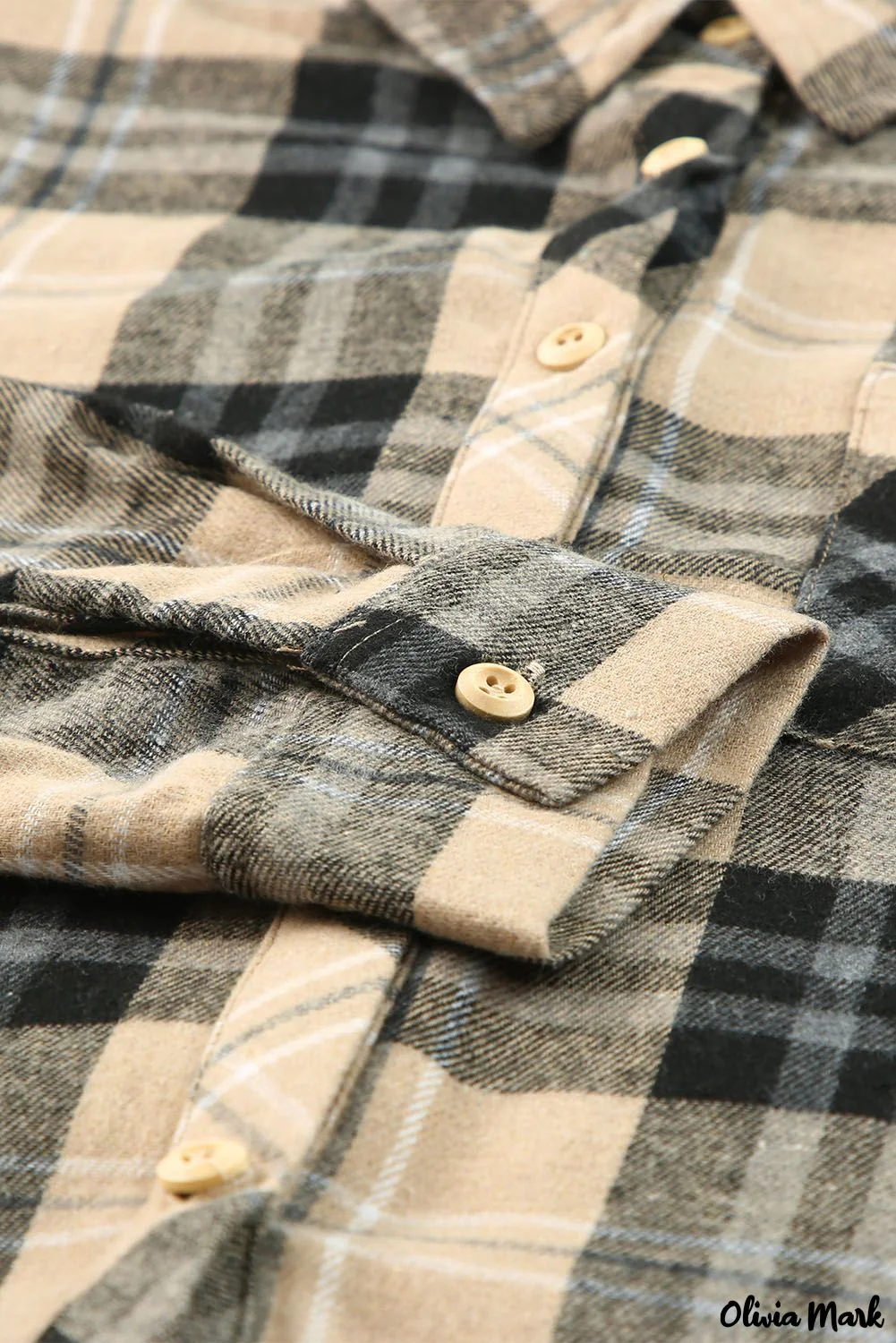 Deanwangkt - Khaki Check Button Long Sleeve Shirt - Deanwangkt
