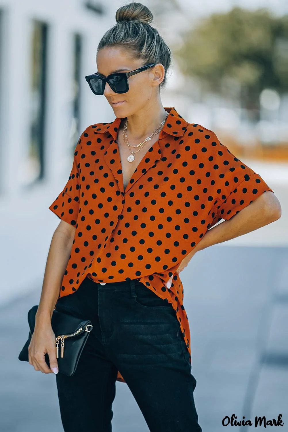 Deanwangkt - Leopard Print Draped V-Neck Blouse - Deanwangkt