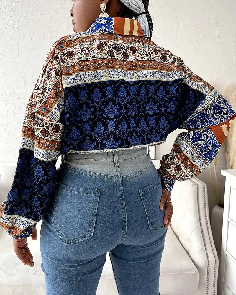 Deanwangkt - Striped Paisley Print Button-Up Shirt - Deanwangkt