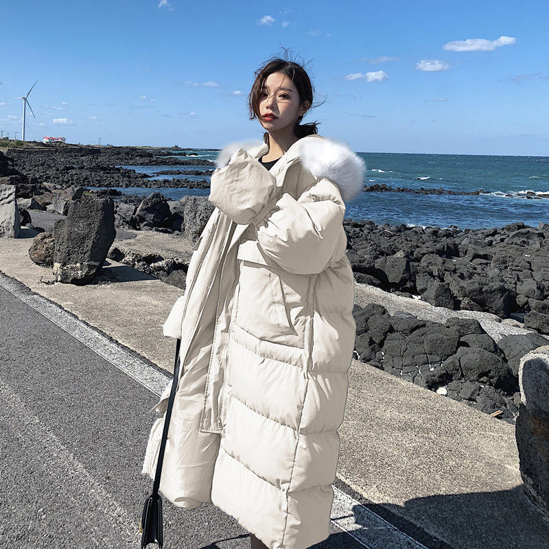 Christmas Gift Deanwangkt Winter New Thick Bread Clothes Cotton-padded Jacket Women's Long Over-the-knee Coat Cotton-padded Jacket Tide - Deanwangkt