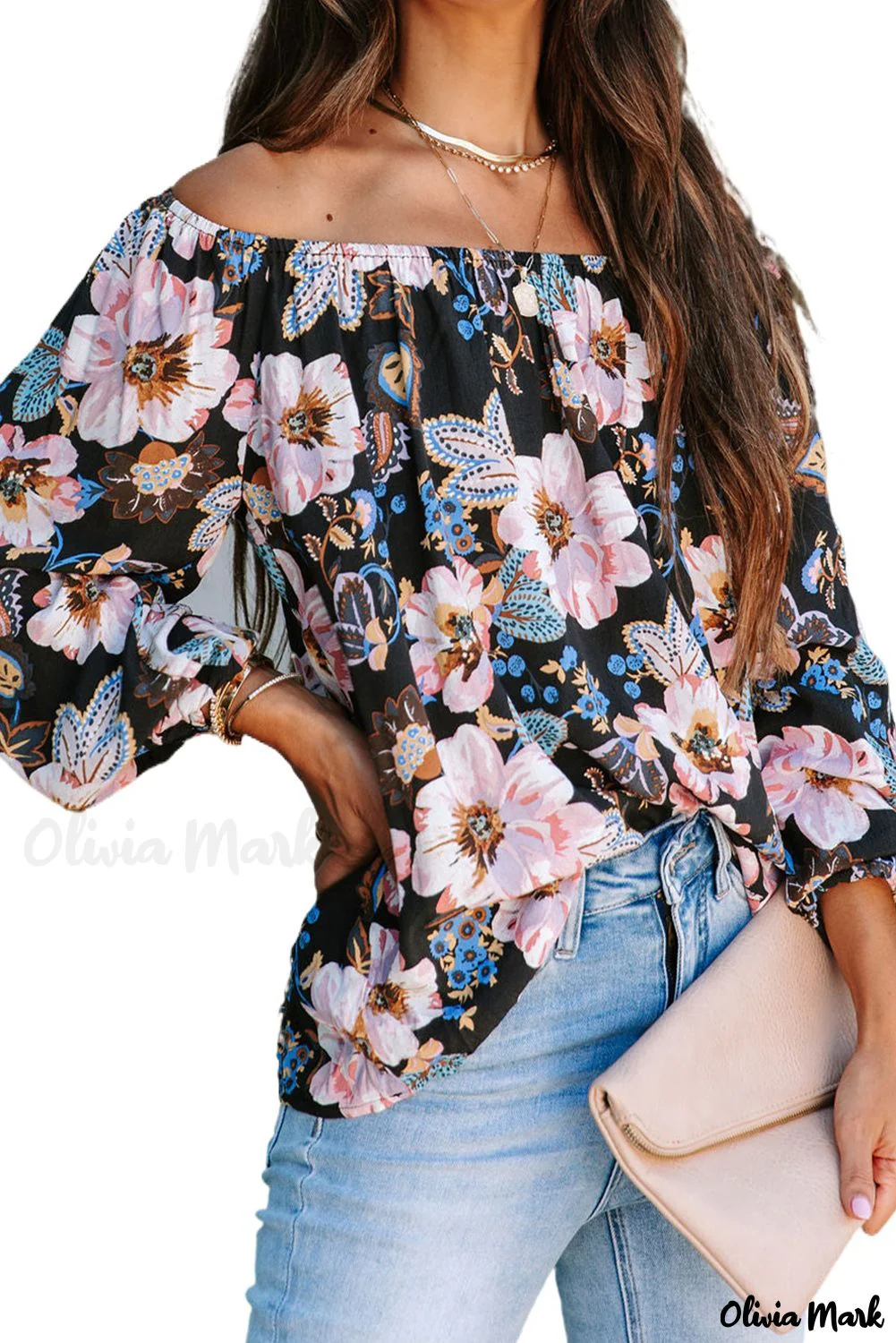 Deanwangkt - Black Floral Off Shoulder Blouse - Deanwangkt