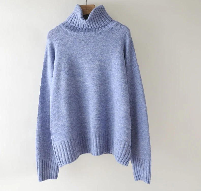 Christmas Gift autumn Winter casual cashmere oversize thick Sweater pullovers Women loose Turtleneck women's sweaters jumper - Deanwangkt