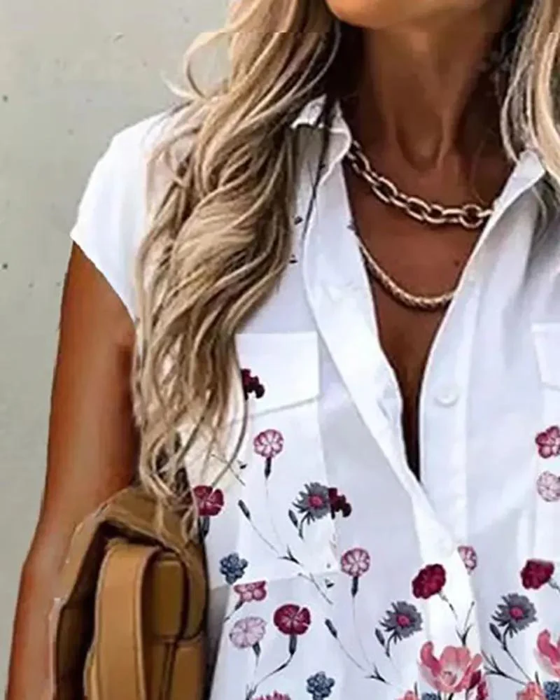 Deanwangkt - Floral Print Button Pocket Shirt - Deanwangkt