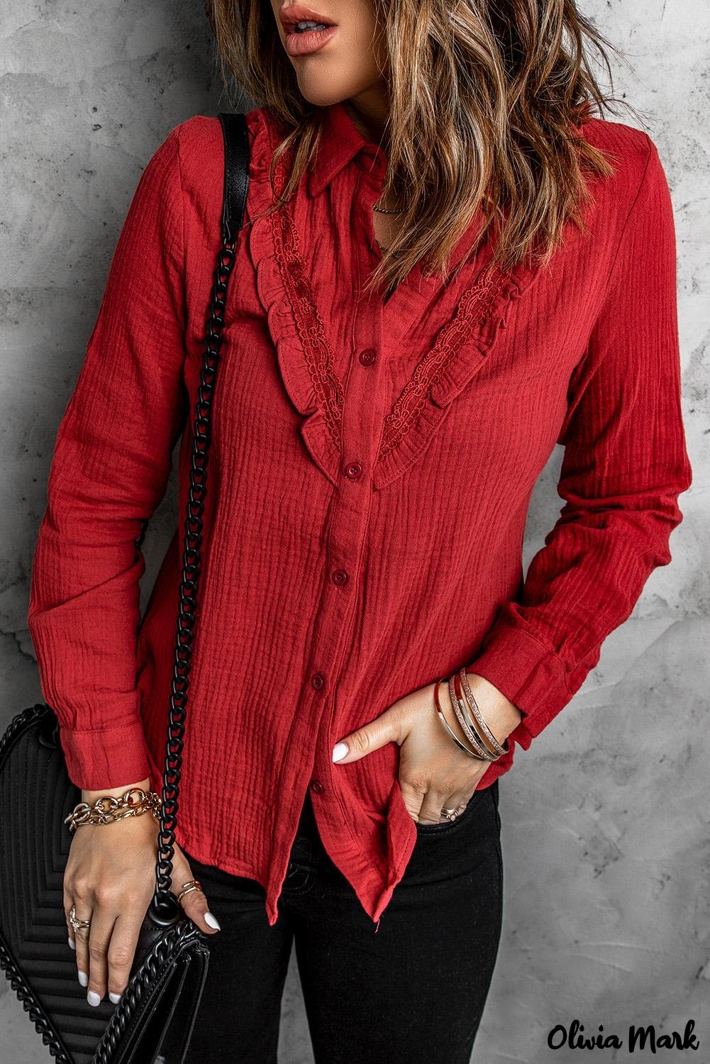 Deanwangkt - White Ruffle Crinkle Long Sleeve Shirt - Deanwangkt