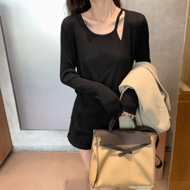 Christmas Gift Autumn Knitted Sweater Women Casual Long Sleeve Thin Slim Y2k Crop Tops Pullover Female Korean Fashion Elegant Jumpers - Deanwangkt