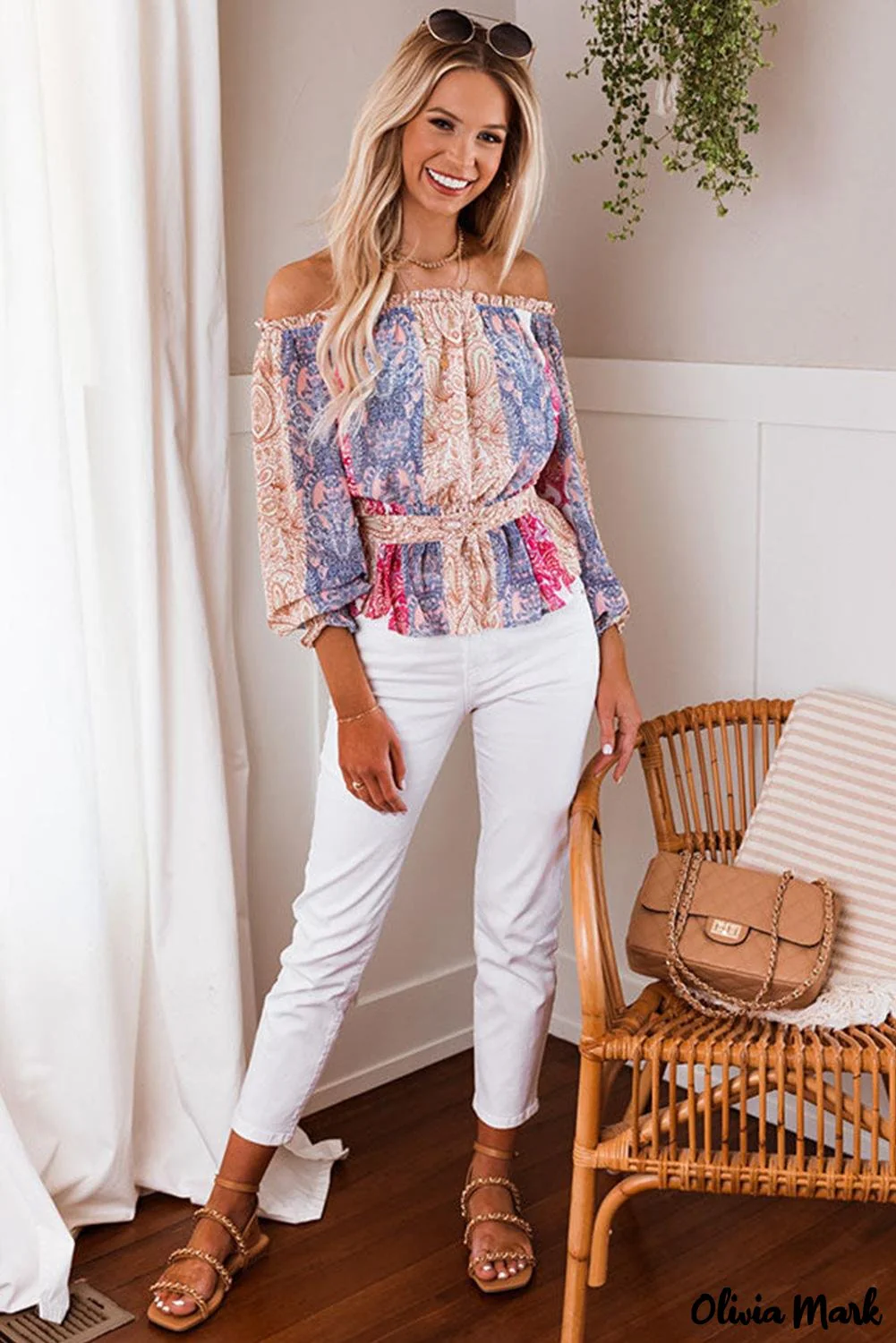 Deanwangkt - Multicolor Bohemian Floral Off Shoulder Blouse - Deanwangkt