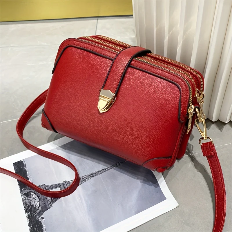 deanwangkt-1  Faux Leather Shoulder Bag, Women's Trendy Zipper Purse Casual Shoulder Bag With Removable Strap - Deanwangkt