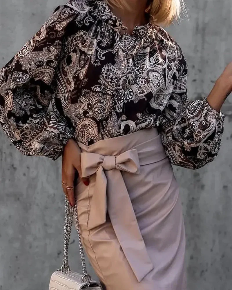 Deanwangkt - Paisley Print Button-Down Long Sleeve Top - Deanwangkt