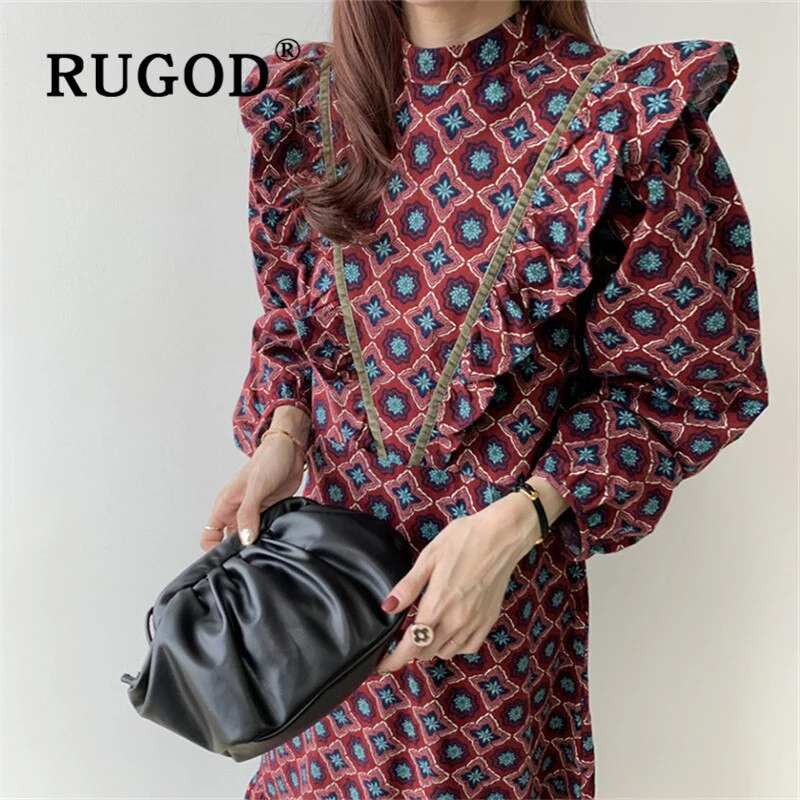 Christmas Gift Deanwangkt Spring Retro Korean Maxi Dress Solid Full Sleeves Top For Women Elegant Casual Loose Ladies Dresses Woman Party Night - Deanwangkt