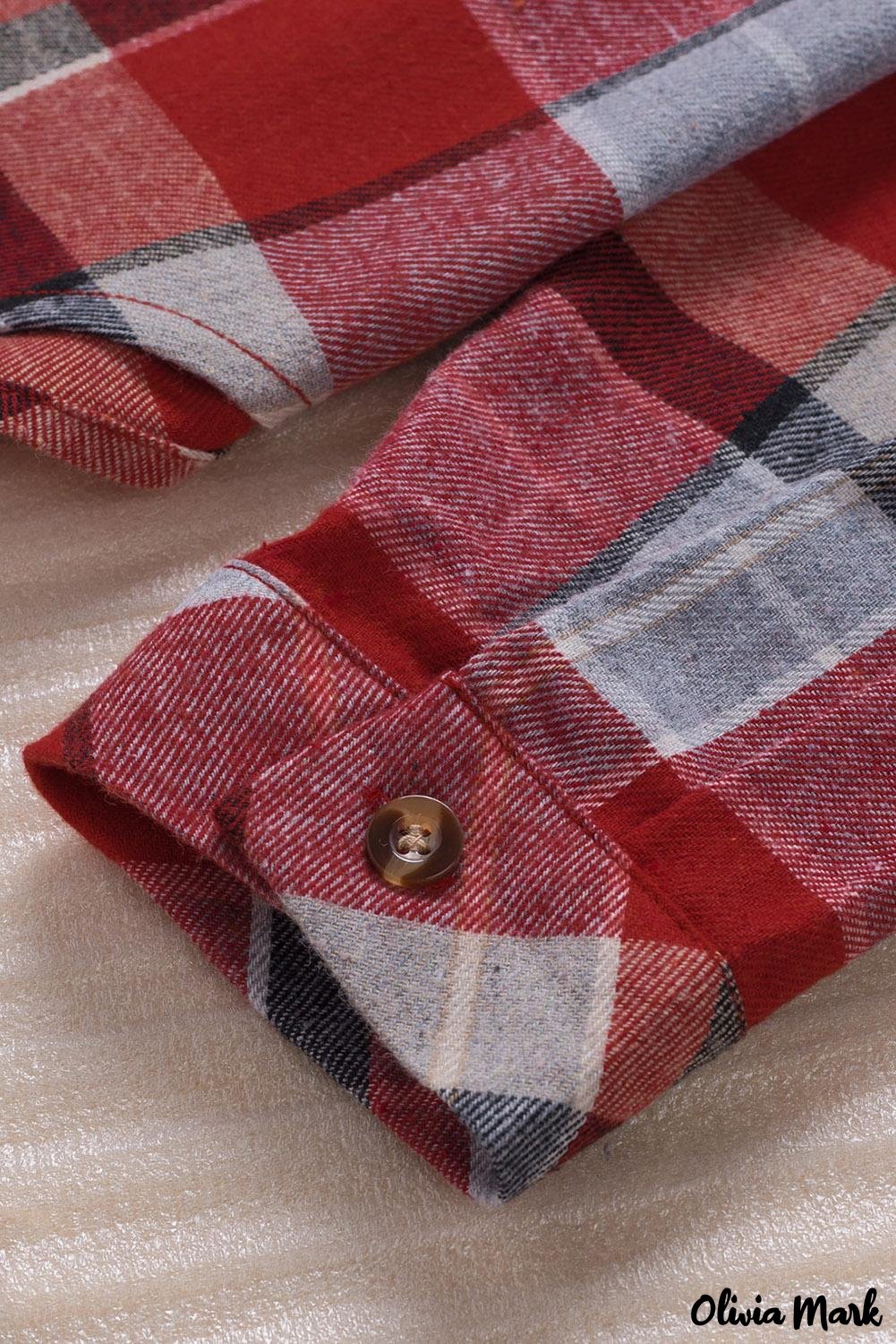 Deanwangkt - Red checkered button down blouse with pocket - Deanwangkt