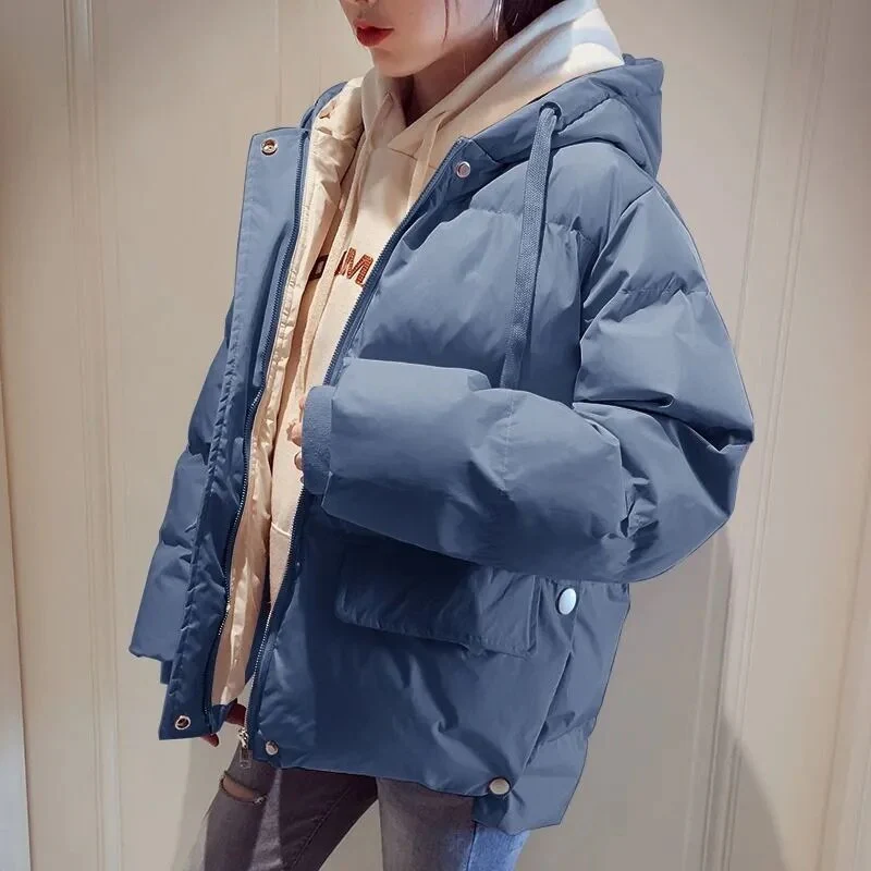 Christmas Gift Deanwangkt Down Jacket Women's Winter Clothes Coat New Loose Thickened Hooded padd Cotton Coats Parkas Bubble Short Puffer Jacket - Deanwangkt