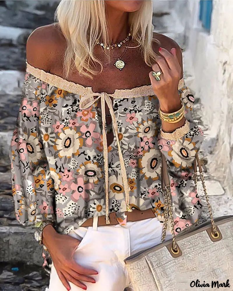 Deanwangkt - Vintage floral print off shoulder frill hem top - Deanwangkt