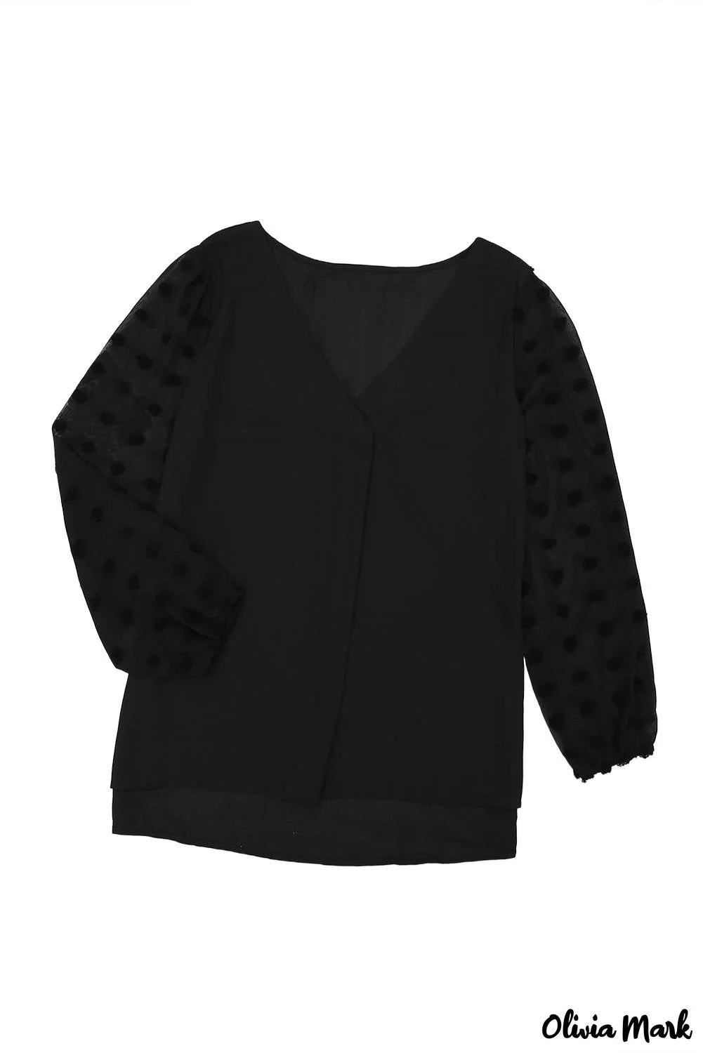 Deanwangkt - Black Polka Dot V-Neck Long Sleeve Blouse - Deanwangkt
