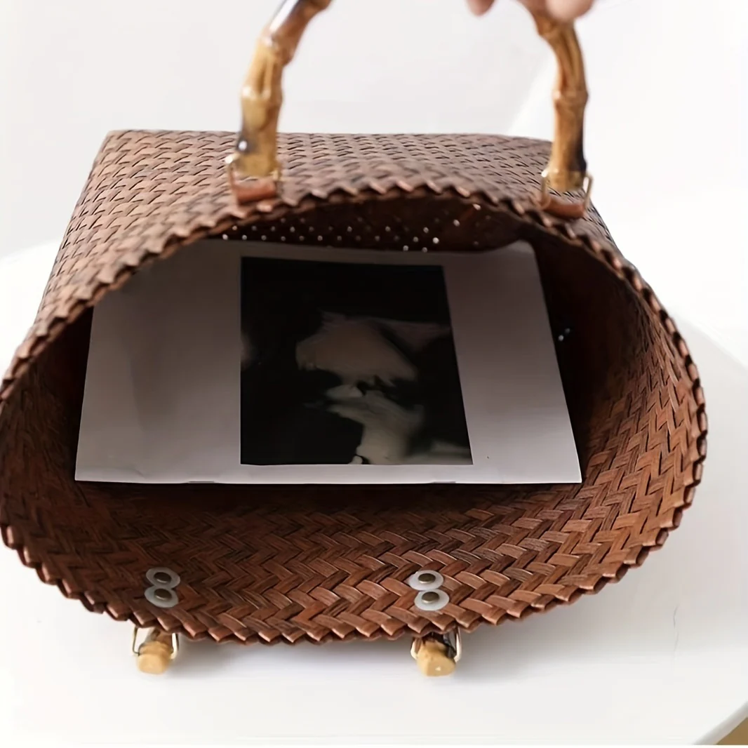 deanwangkt  Imitation Bamboo Handle For Handbag, Summer Straw Purse Handle Replacement, Crochet Bag Accessories Handle - Deanwangkt