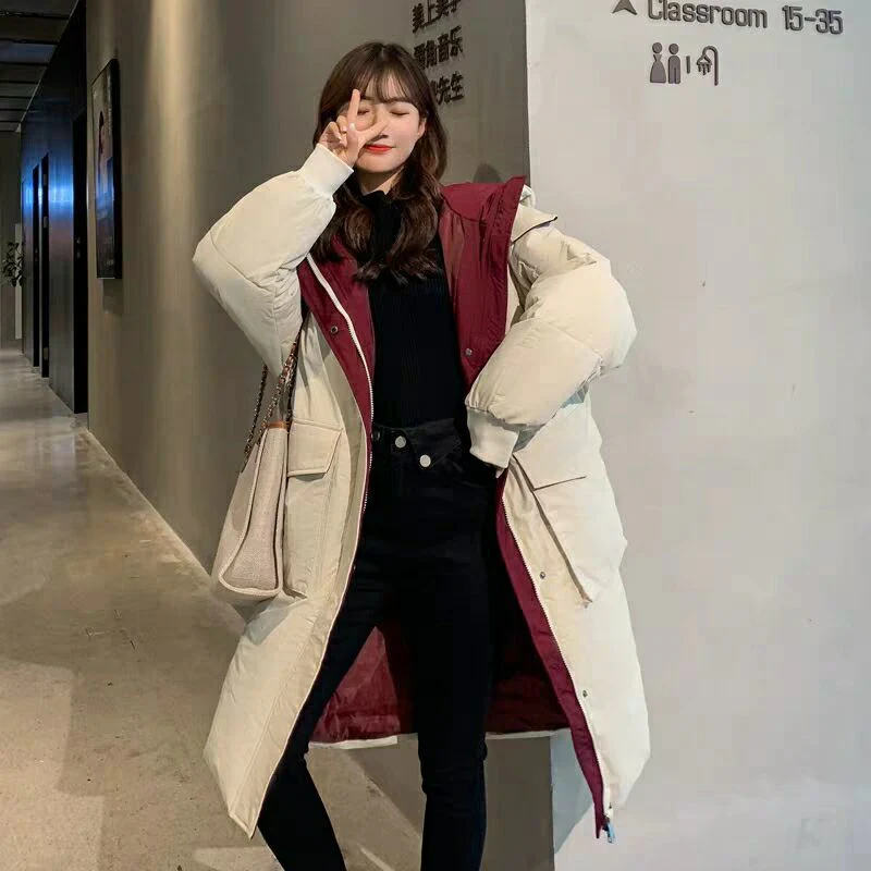 Christmas Gift Deanwangkt New Winter Clothes Korean Version Loose Winter Mid-length Coat Down Padded Coat Padded Jacket Women's Thick Padded Jacket - Deanwangkt