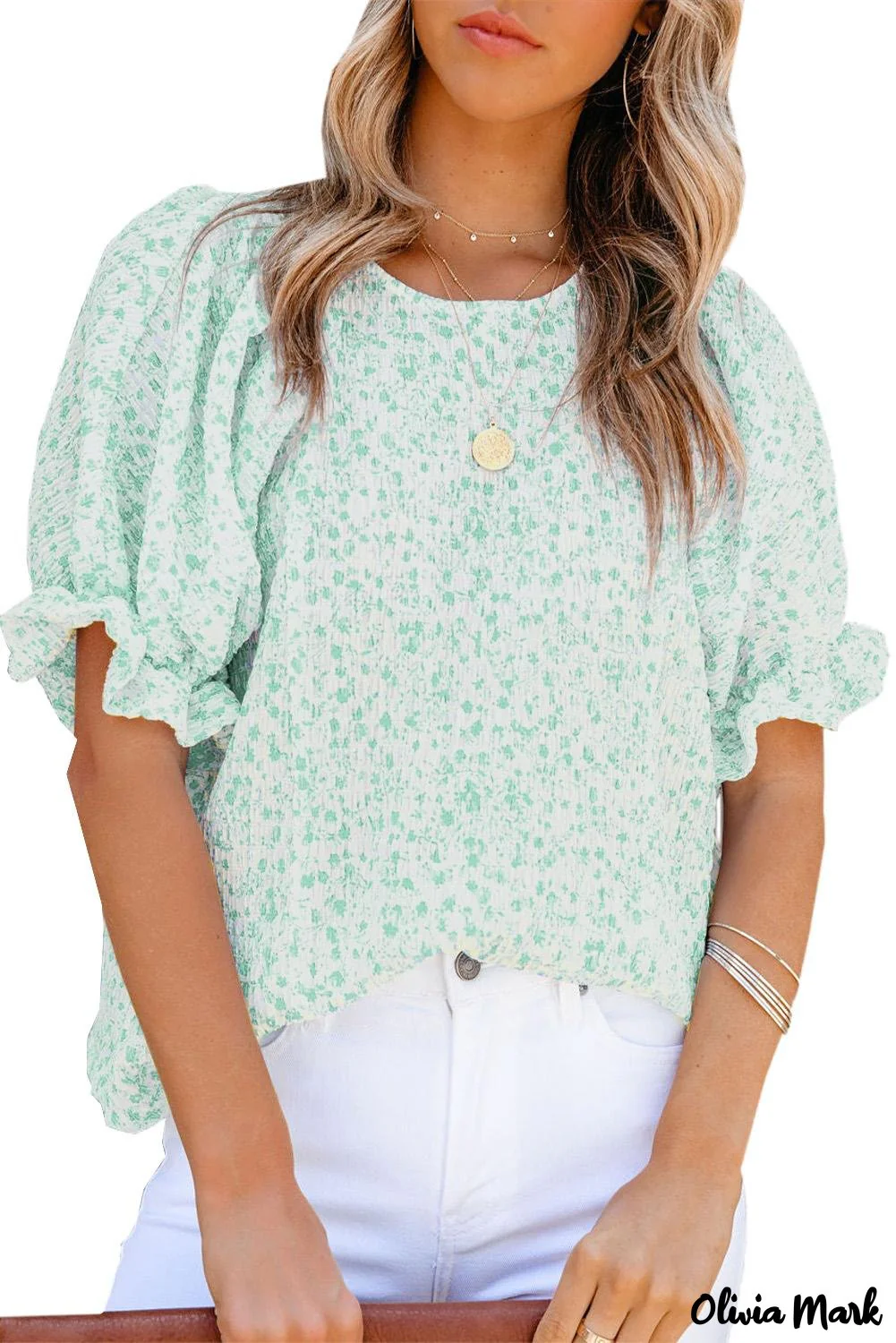 Deanwangkt - Black Floral Smocked Puff Sleeve Blouse - Deanwangkt