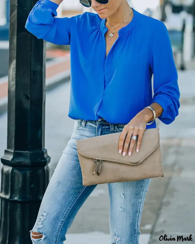 Deanwangkt - Solid Long Sleeve Curved Hem Top - Deanwangkt