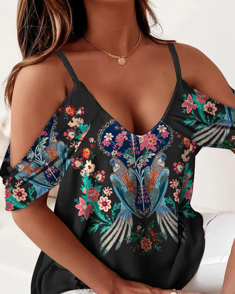 Deanwangkt - Tribal Floral Off-the-Shoulder Top - Deanwangkt