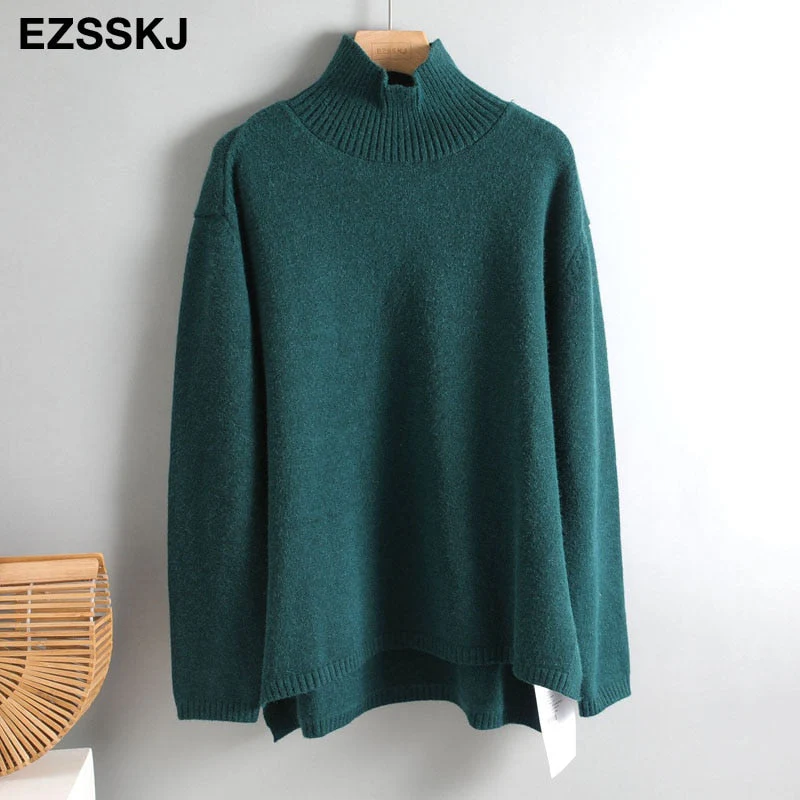 Christmas Gift Autumn Winter basic oversize thick Sweater pullovers Women Deanwangkt loose cashmere  turtleneck Sweater Pullover female Long Sleeve - Deanwangkt