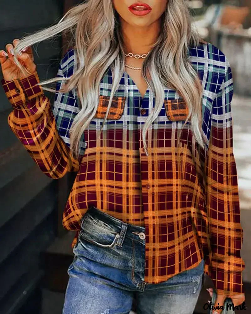 Deanwangkt - Plaid Print Long Sleeve Button-Up Shirt - Deanwangkt