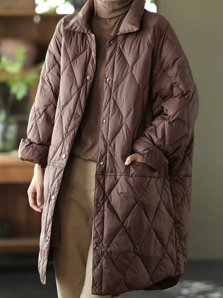 Black Friday Sales Autumn Winter Women Ultra Light Loose Long Down Parka Casual Female Single Breasted White Duck Down Coat Warm Outwear - Deanwangkt