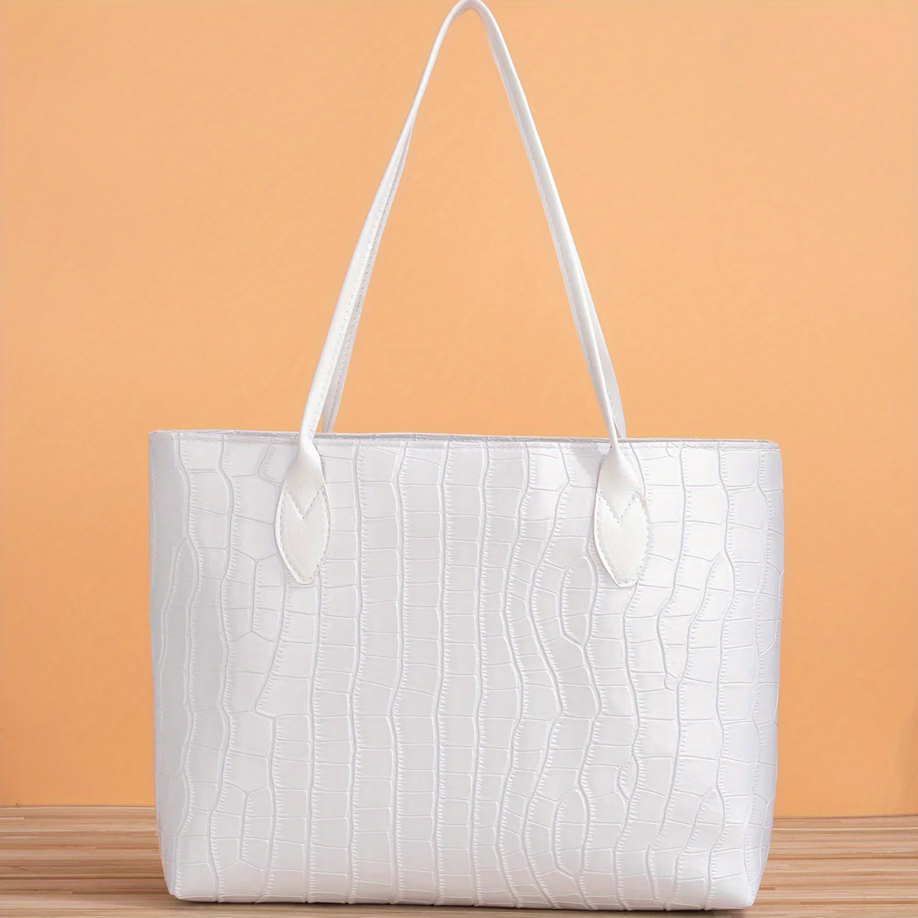 deanwangkt  Classic Large Capacity Tote Bag, Crocodile Embossed Shoulder Bag, Women's Versatile Bag For Work & Commute - Deanwangkt