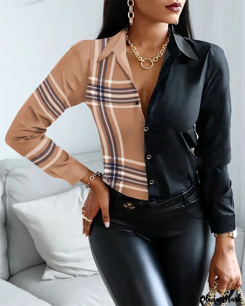 Deanwangkt - Plaid Color Block Button Down Shirt - Deanwangkt