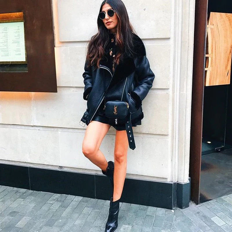 Christmas Gift Ailegogo Autumn Casual Faux Leather Jackets Women Winter Sashes Zipper Streetwear Biker Motorcycle Girls Coat Female Outwear - Deanwangkt