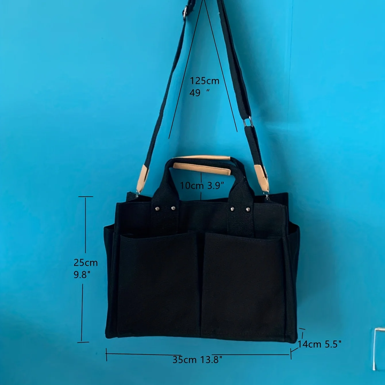 deanwangkt  Simple Canvas Tote Bag, Wide Strap Crossbody Bag, Multi Pockets Handbag For Travel - Deanwangkt