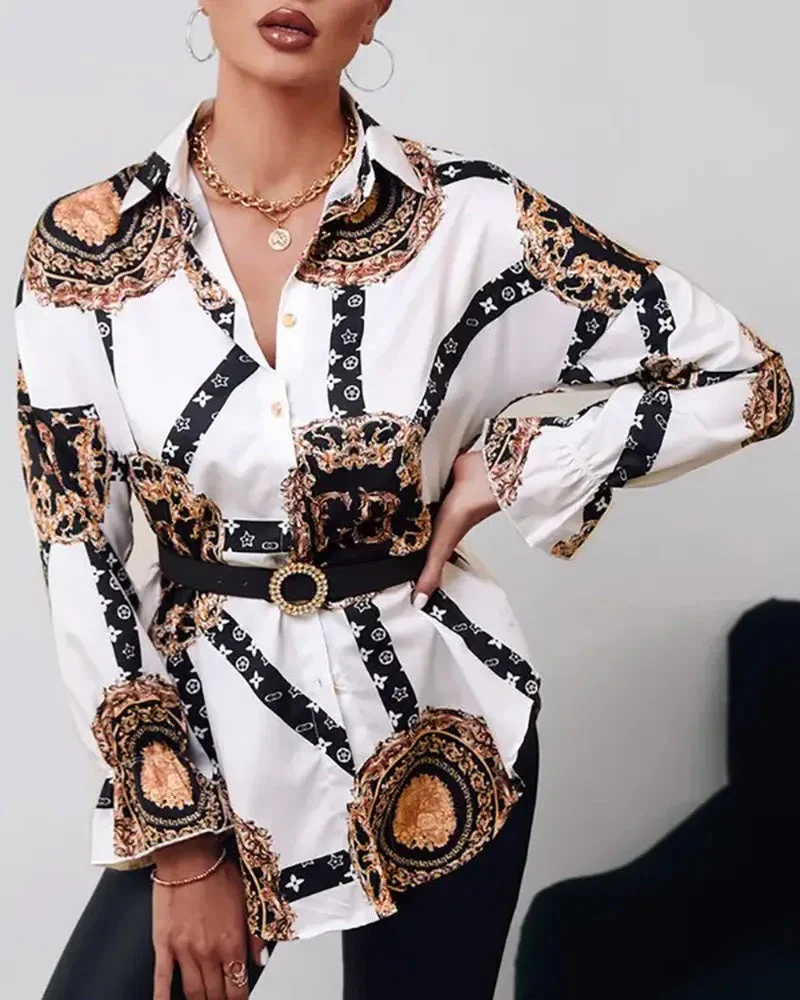 Deanwangkt - Baroque Print Button Down Long Sleeve Shirt - Deanwangkt