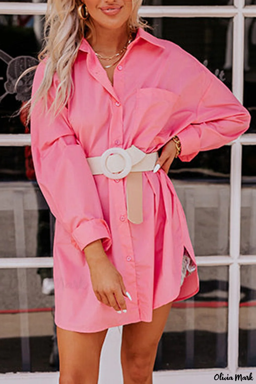 Deanwangkt - Solid Long Sleeve Oversized Tunic Shirt - Deanwangkt