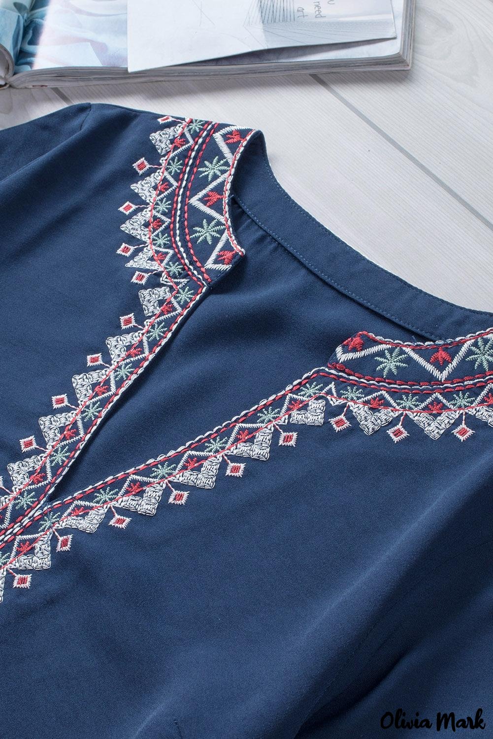 Deanwangkt - Green Bohemian Floral V-Neck Casual Blouse - Deanwangkt